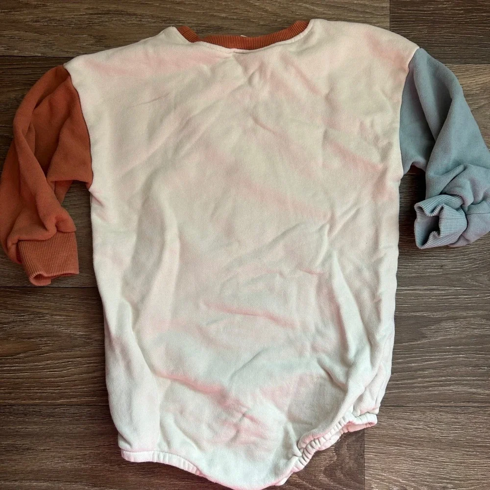 Goumi Kids Chasing Happy Smiley Face Bubble Romper Sweatshirt 2T-3T Colorblock